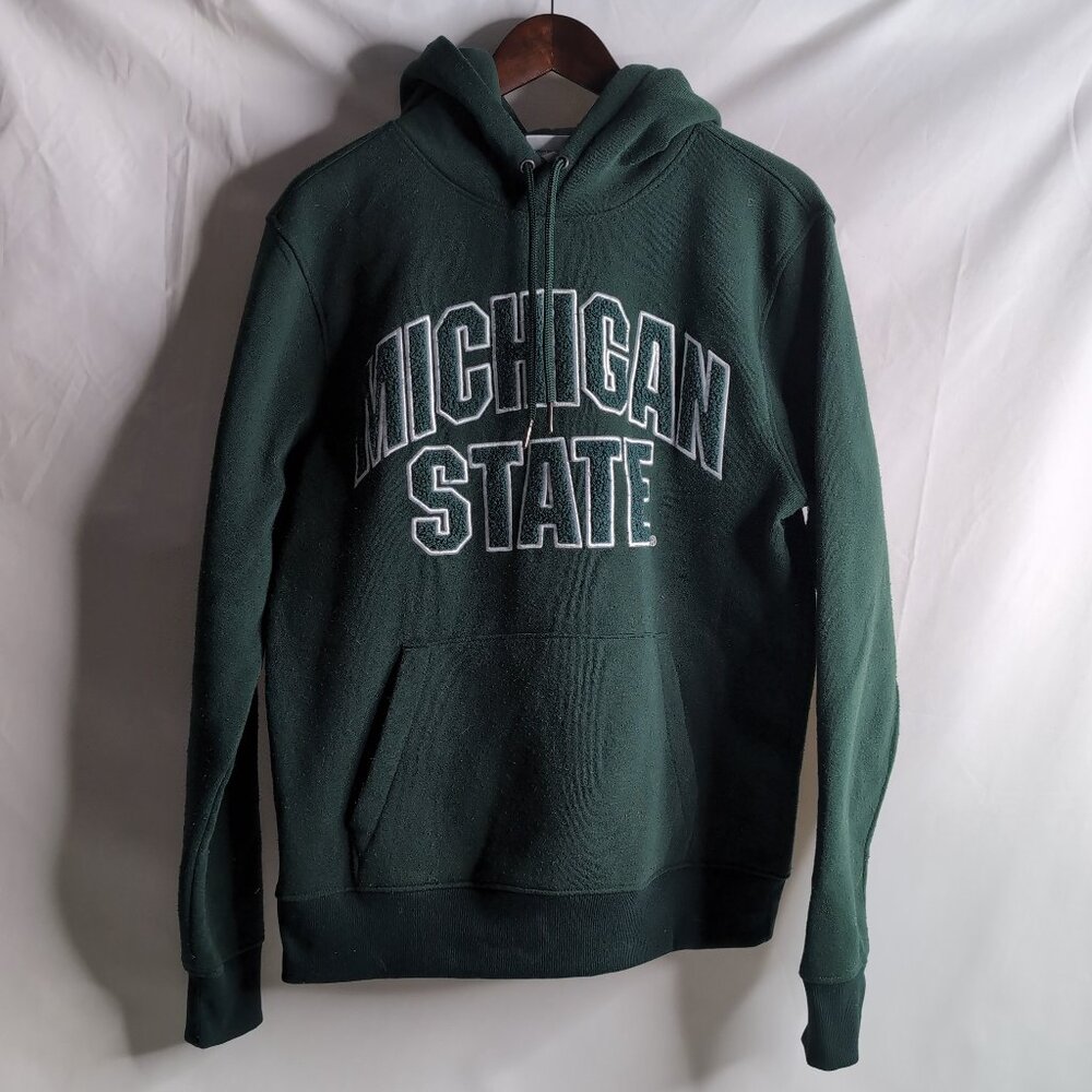 Michigan State Official Unisex Green/Silver Hoodie Block Letter Sherpa, Size M